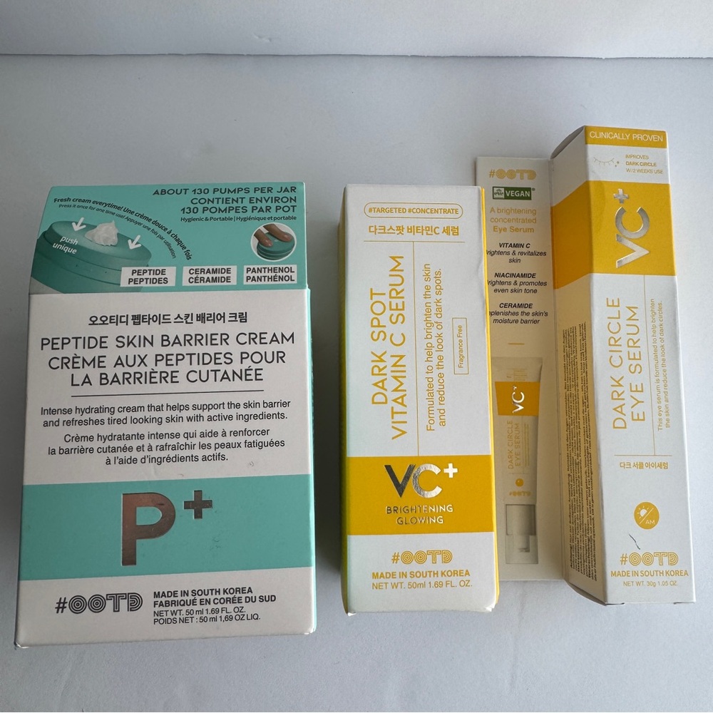 OOTD Beauty Korean Skincare Set with Peptide Cream, Vitamin C Serum, Eye cream